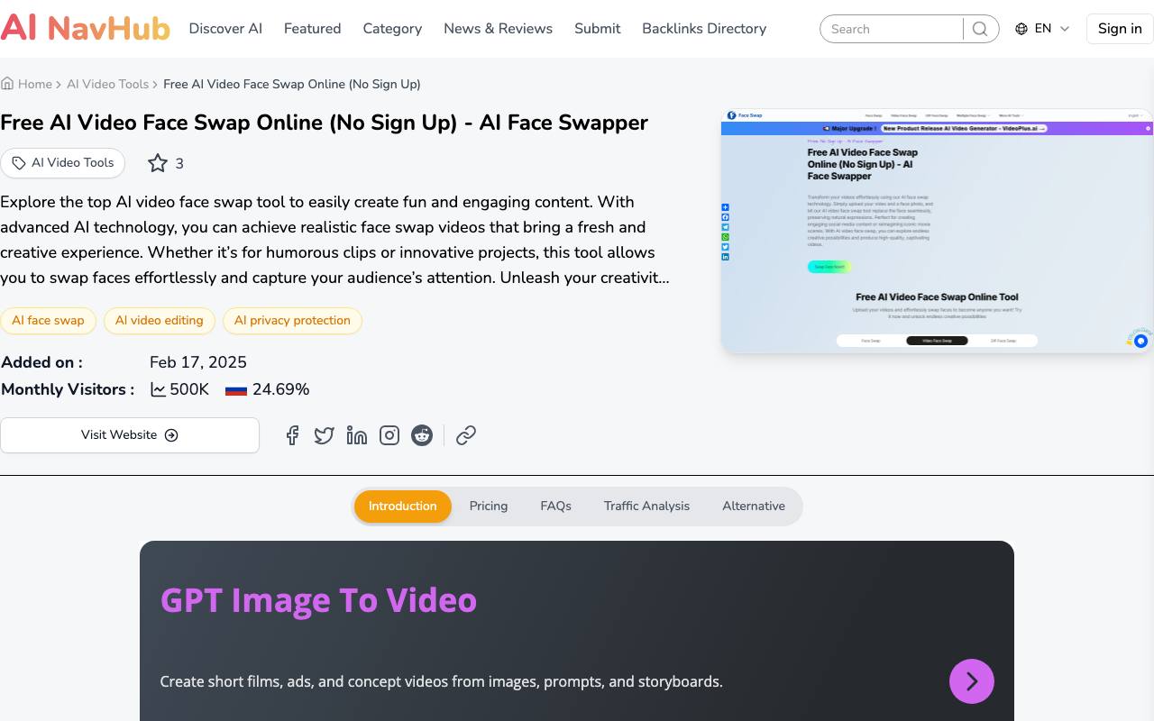 AI NavHub Tools Directory screenshot