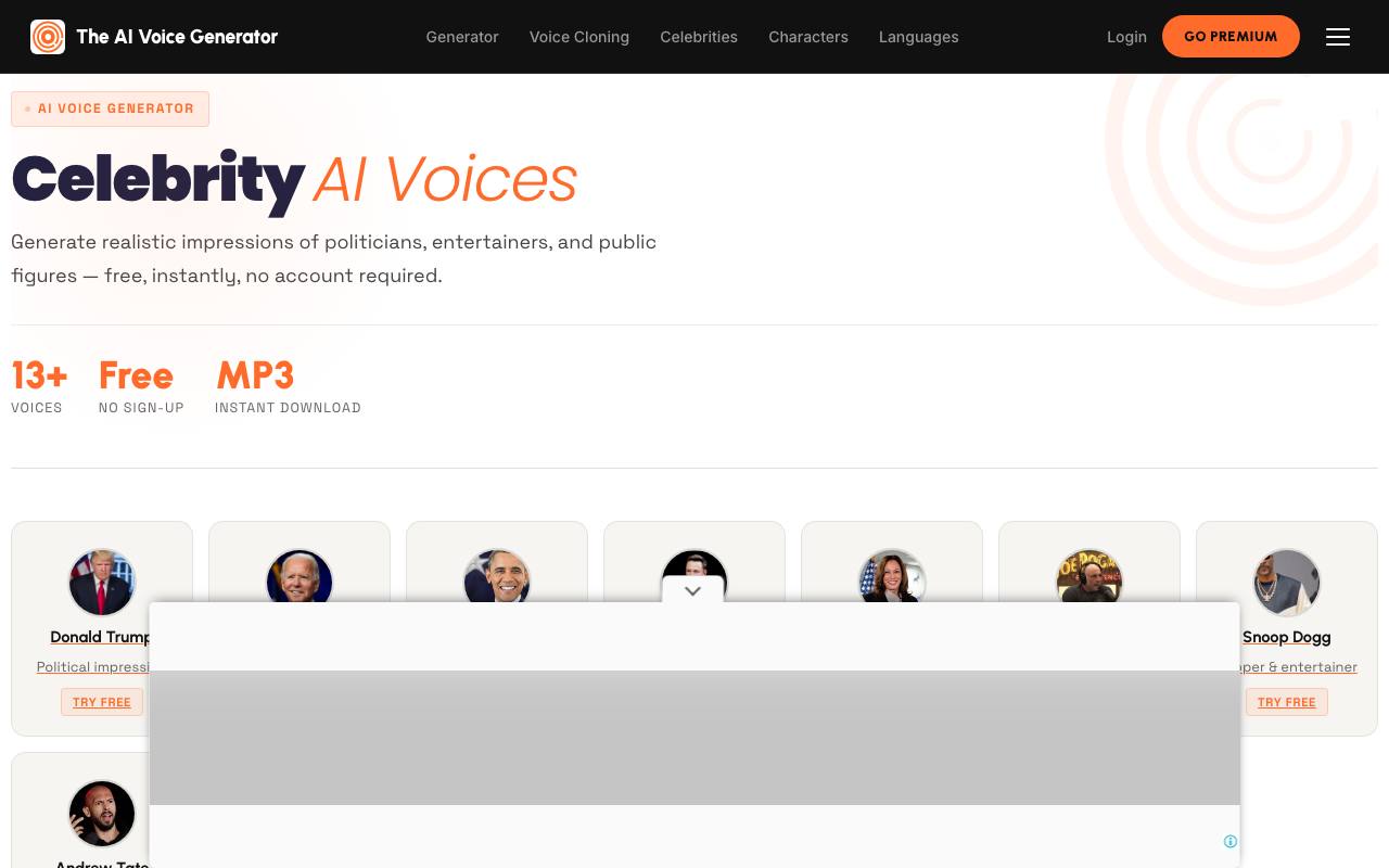 Free Celebrity AI Voice screenshot