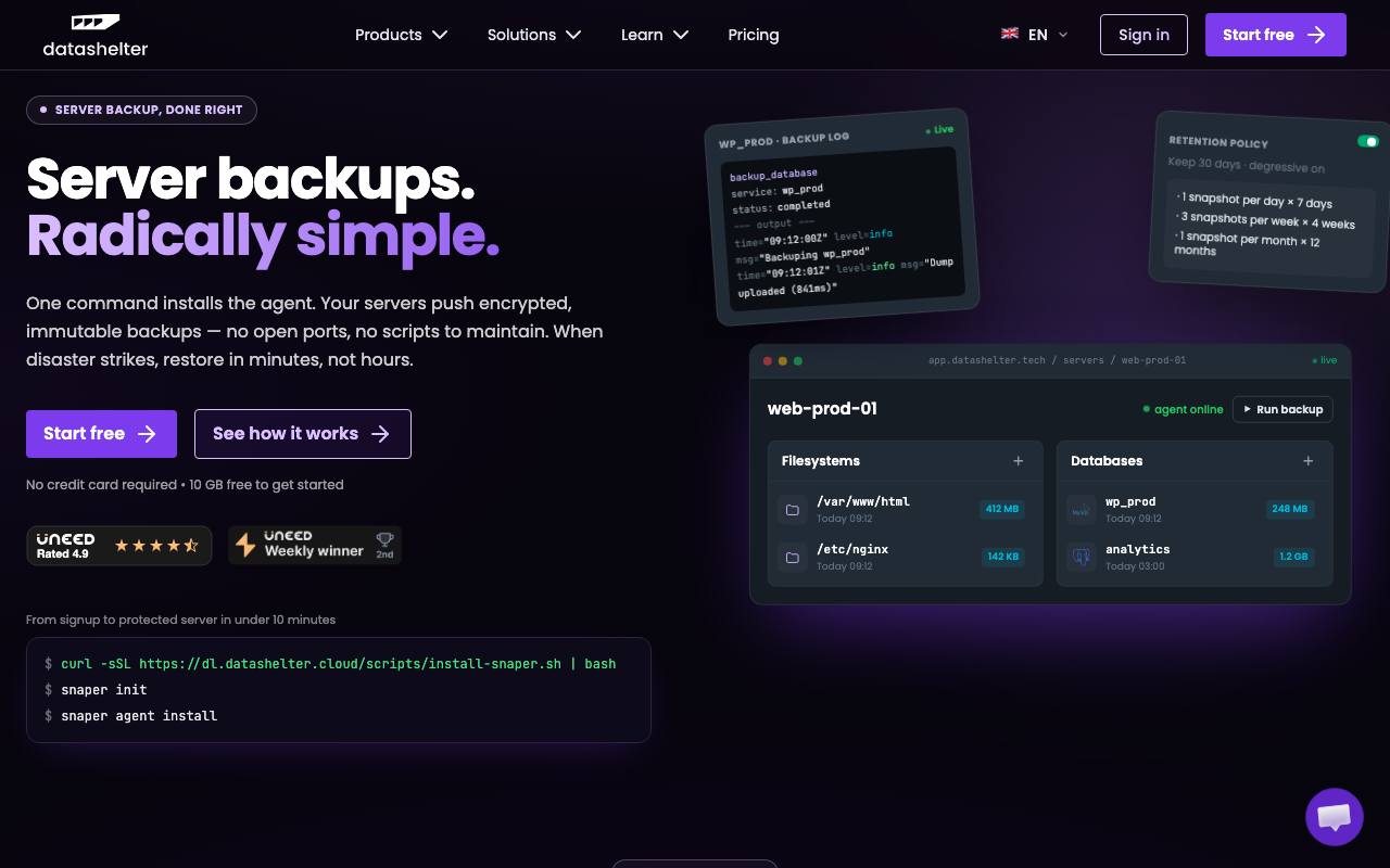 Datashelter screenshot