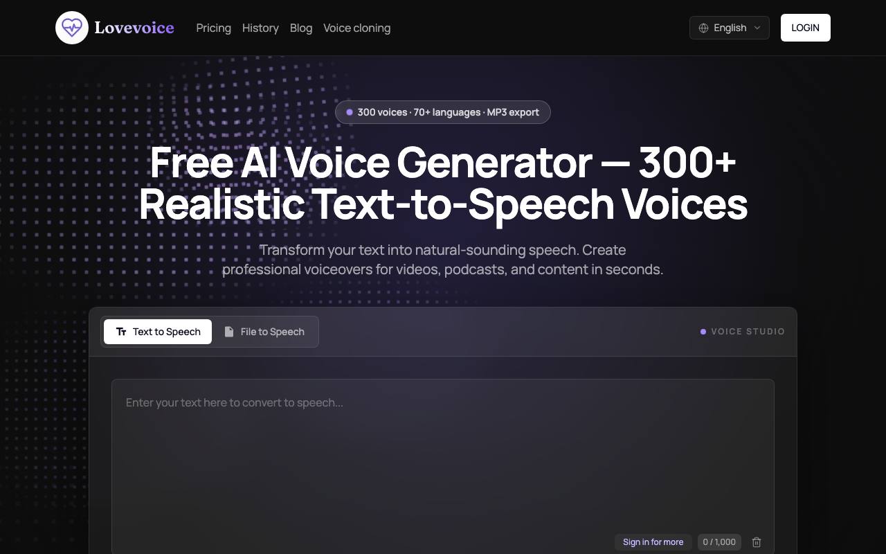 Lovevoice screenshot
