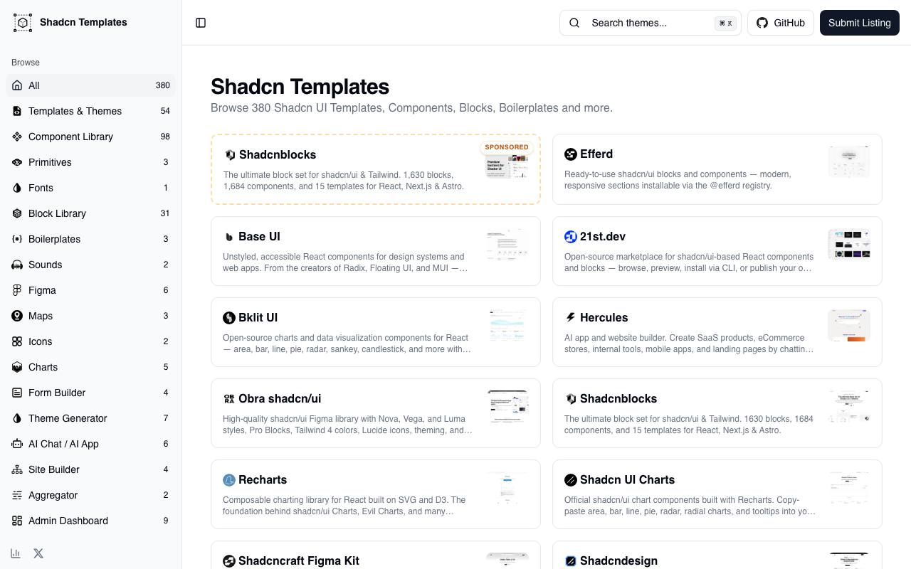 Shadcn Templates screenshot