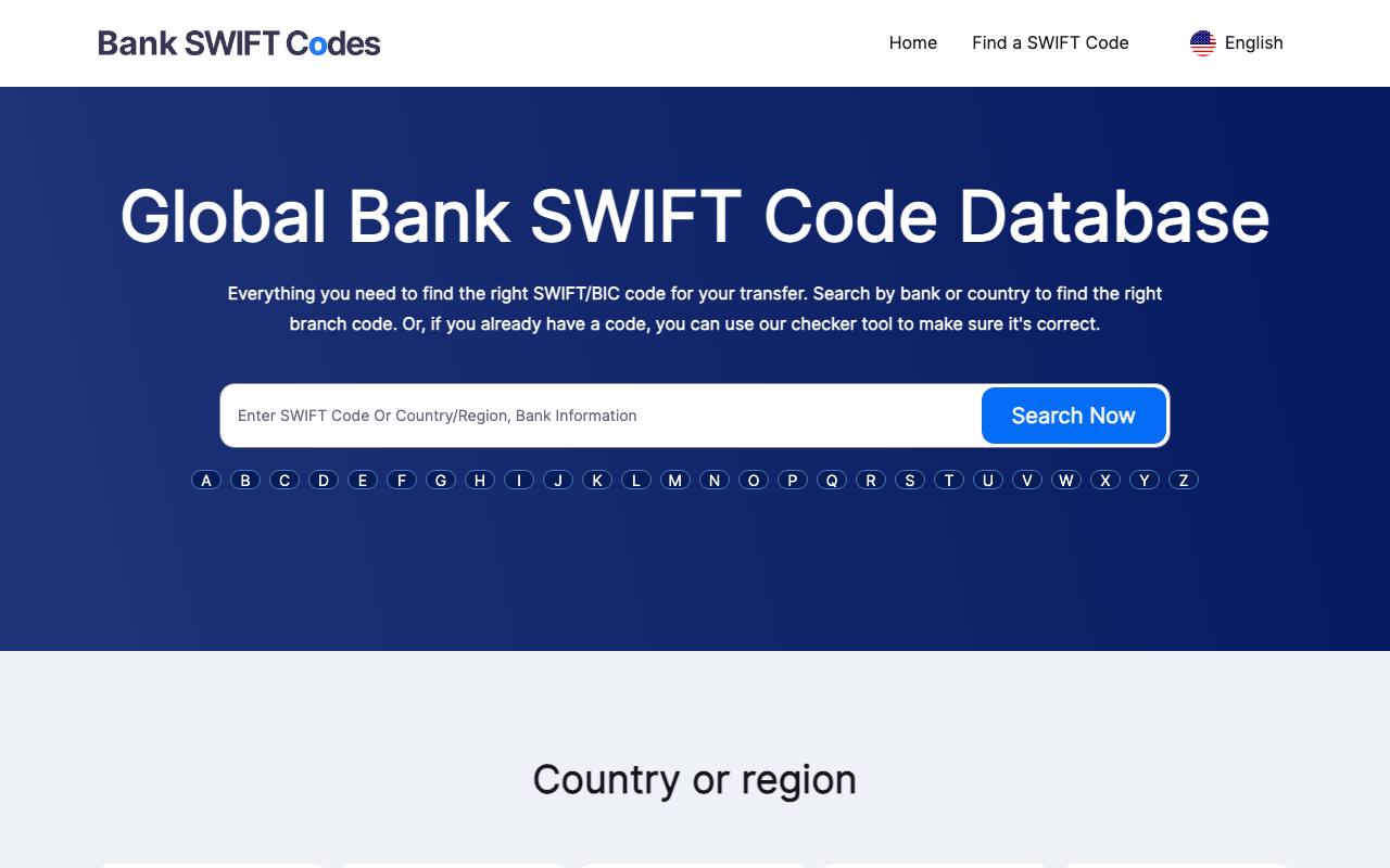 BankSwiftCodes screenshot