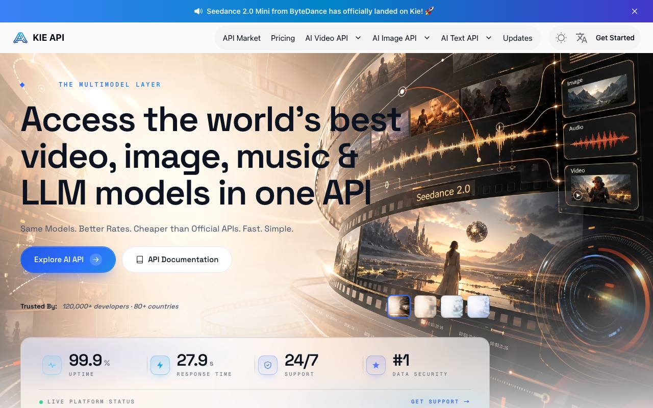 Kie.ai: Affordable & Secure DeepSeek R1 API screenshot