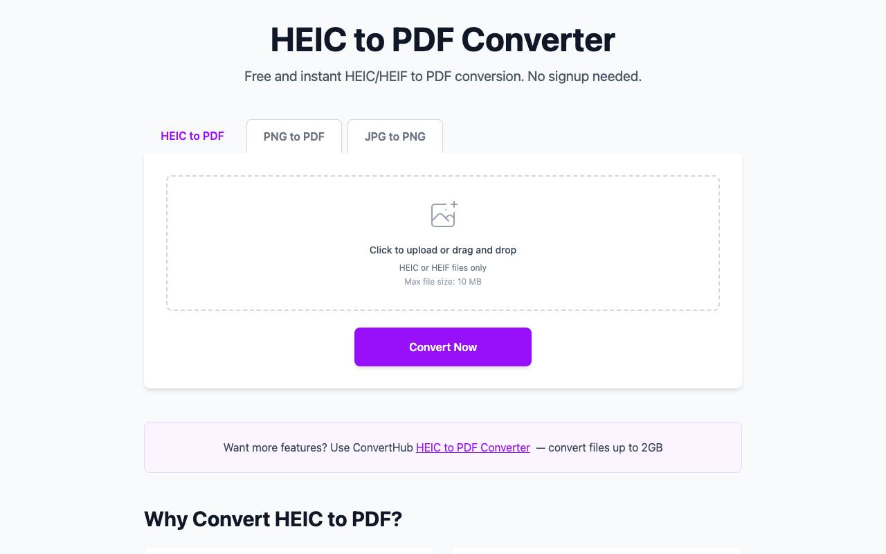 HEIC to PDF screenshot