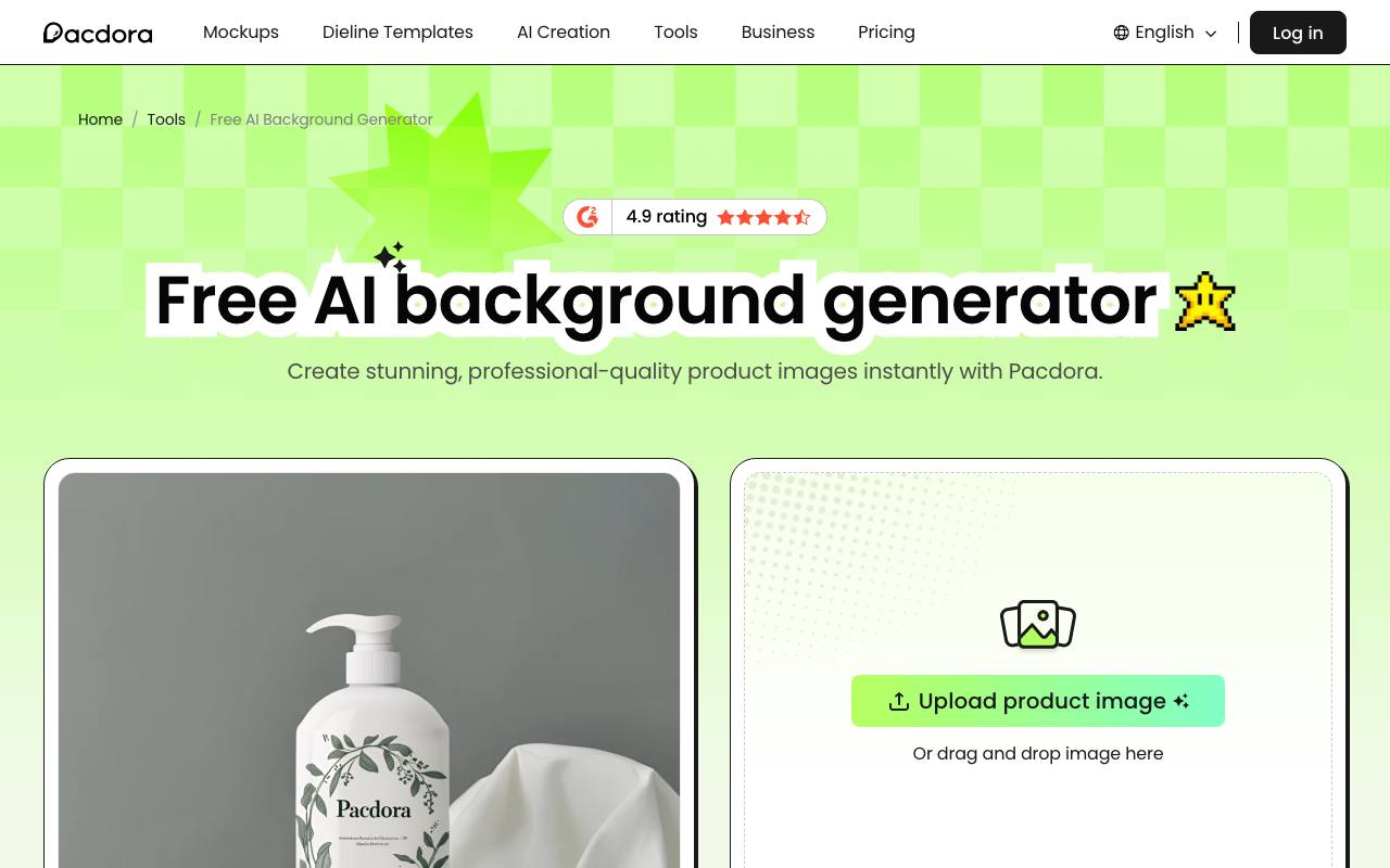 Pacdora Free AI Background Generator screenshot