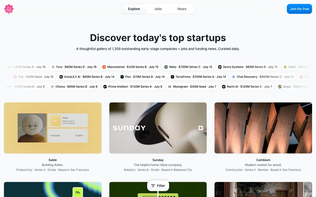 Startups Gallery screenshot