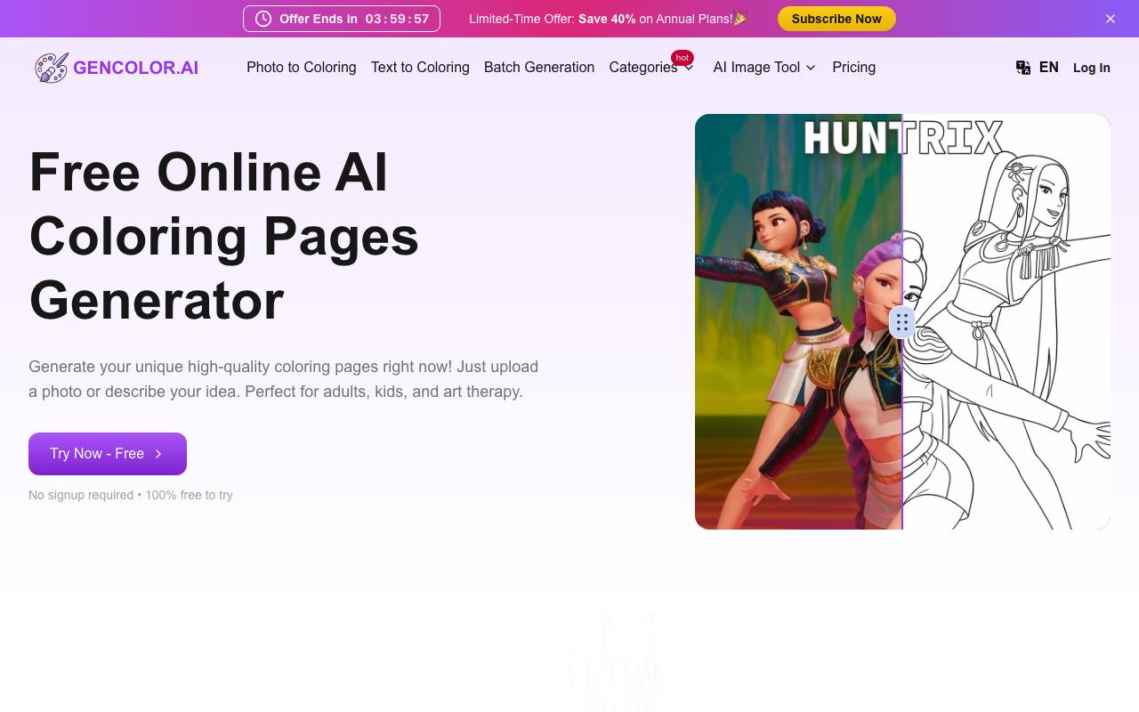 GenColor.ai: Free Online AI Coloring Pages Generator screenshot