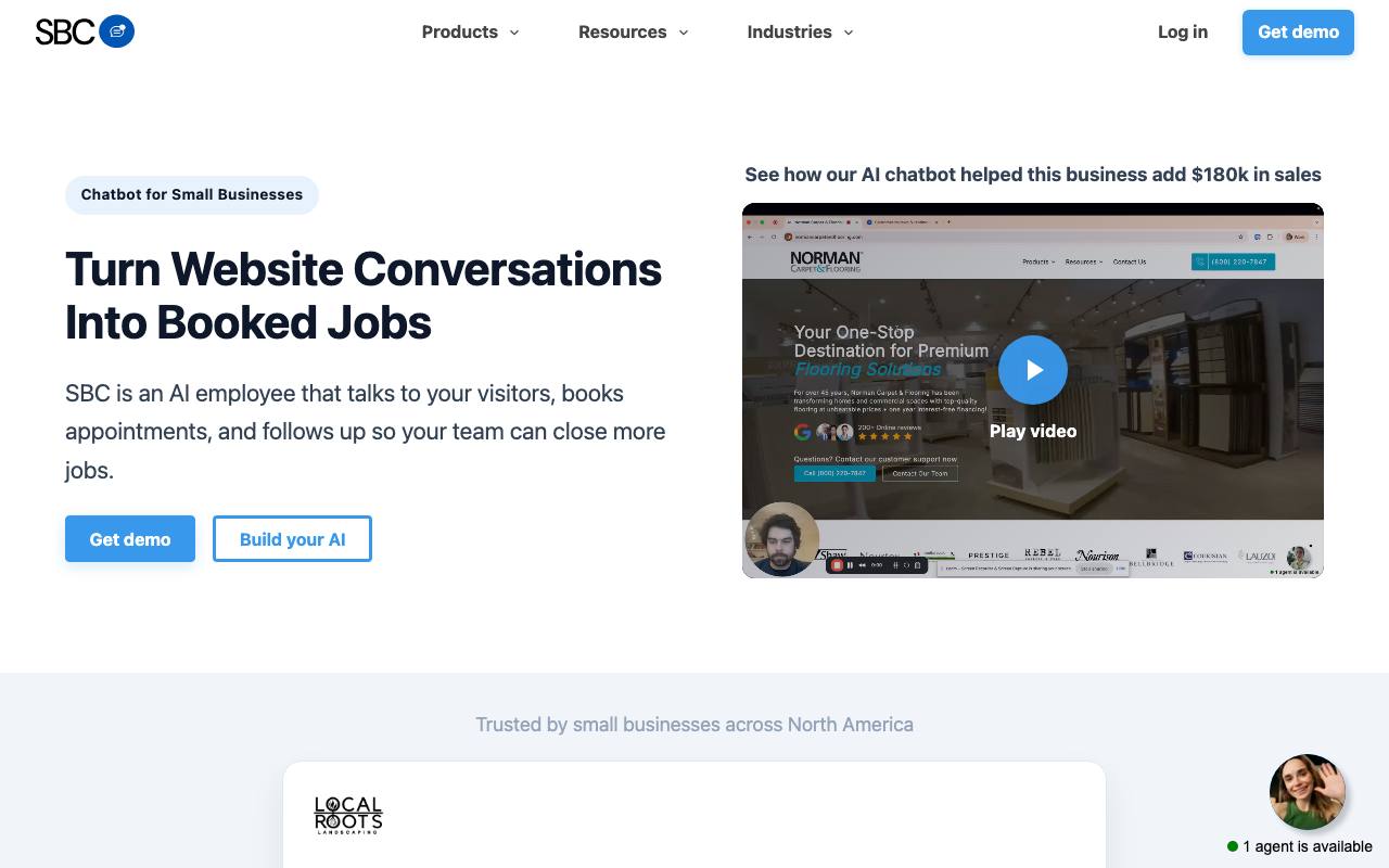 Small Business Chatbot screenshot