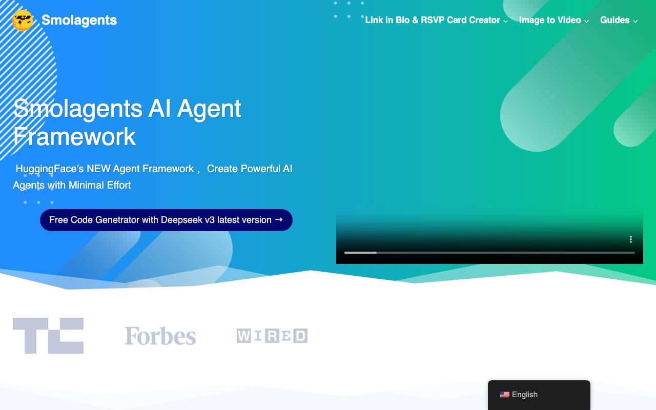 Smolagents AI Agent Framework screenshot