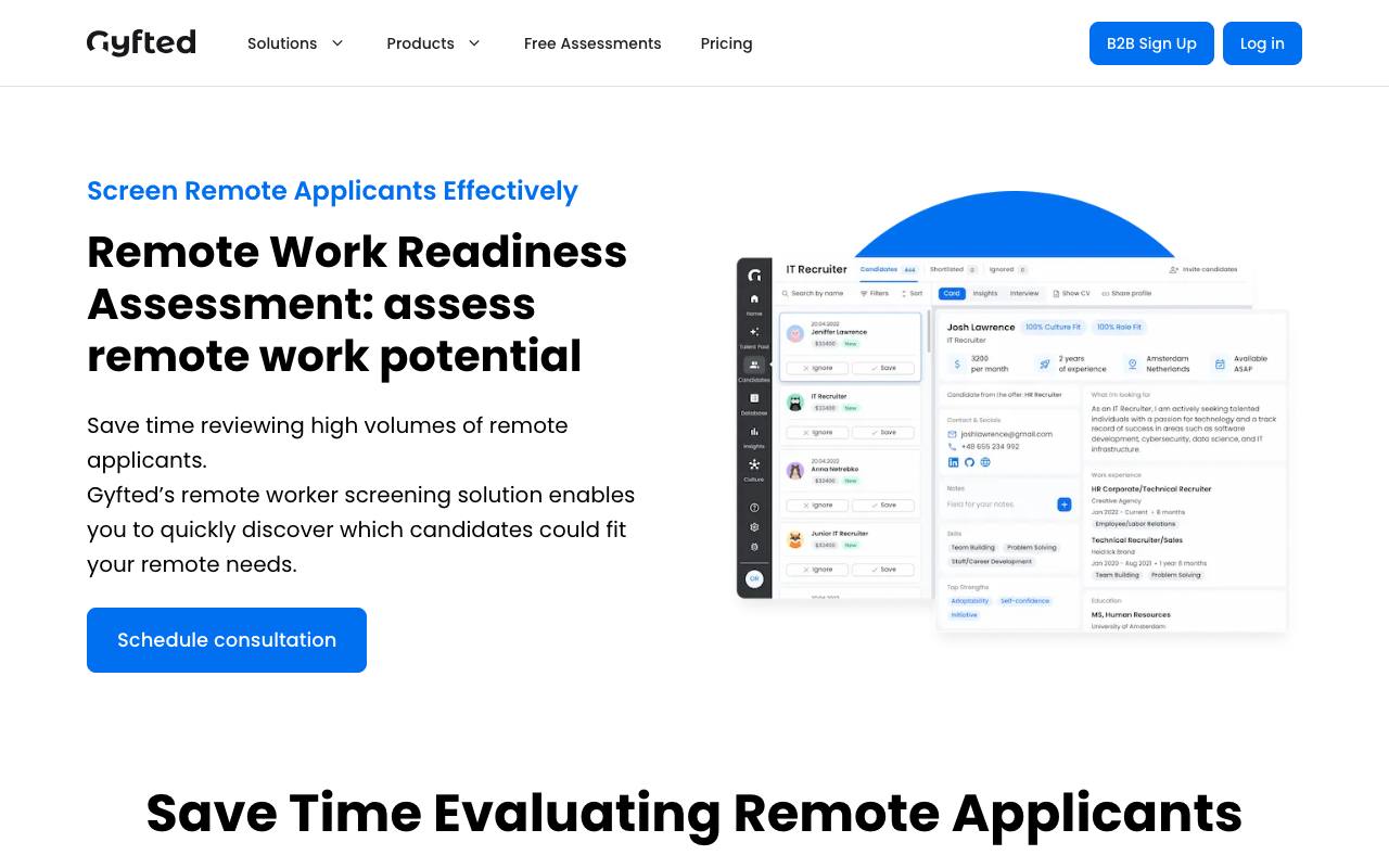 Remote Work Assessment screenshot