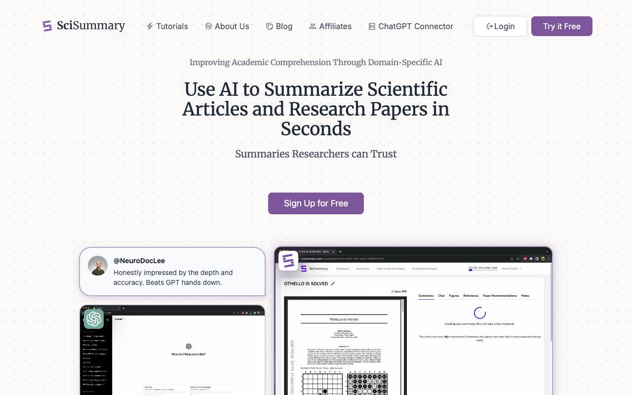 SciSummary screenshot
