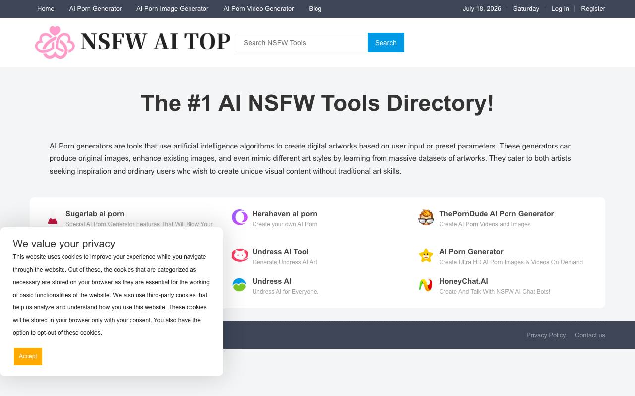NSFW AI TOP – The #1 NSFW AI Tools Directory screenshot