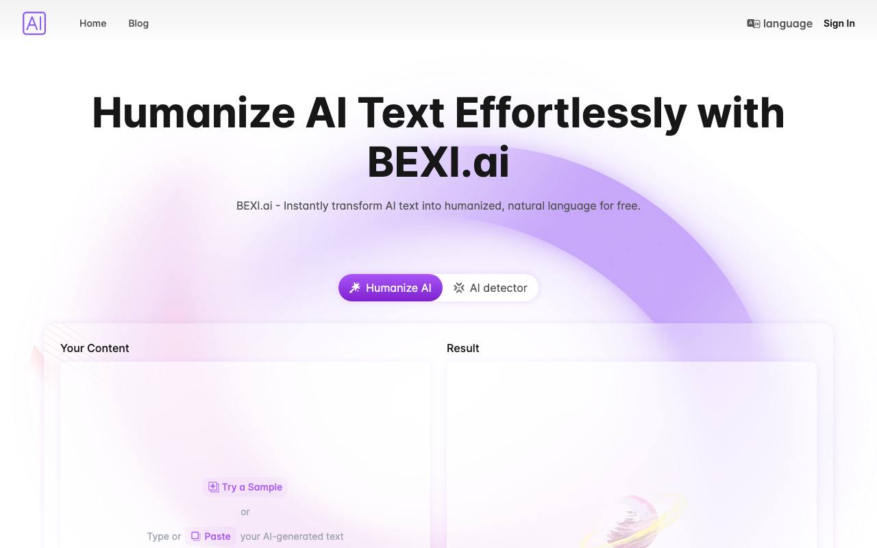 Bexi.ai: Free AI Humanizer and AI Detector screenshot