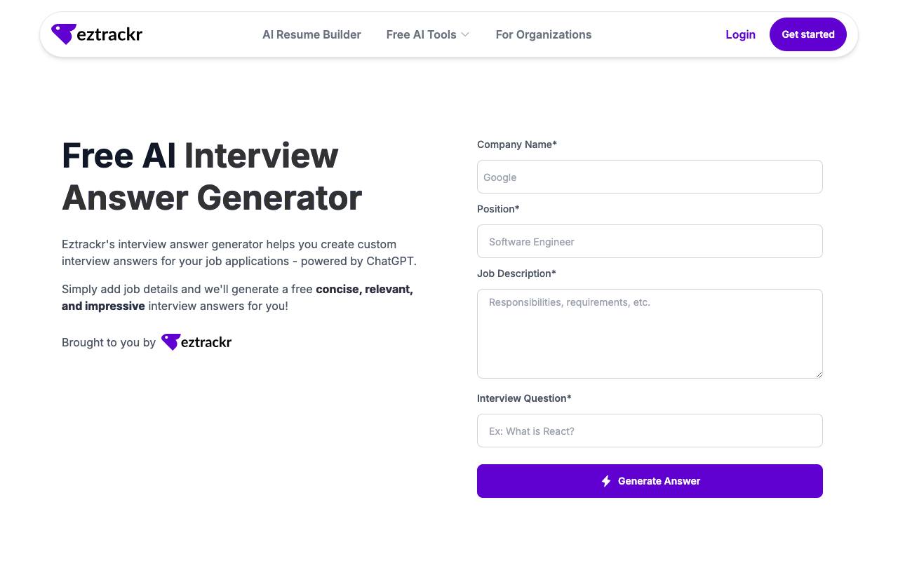 Interview Answer Generator screenshot