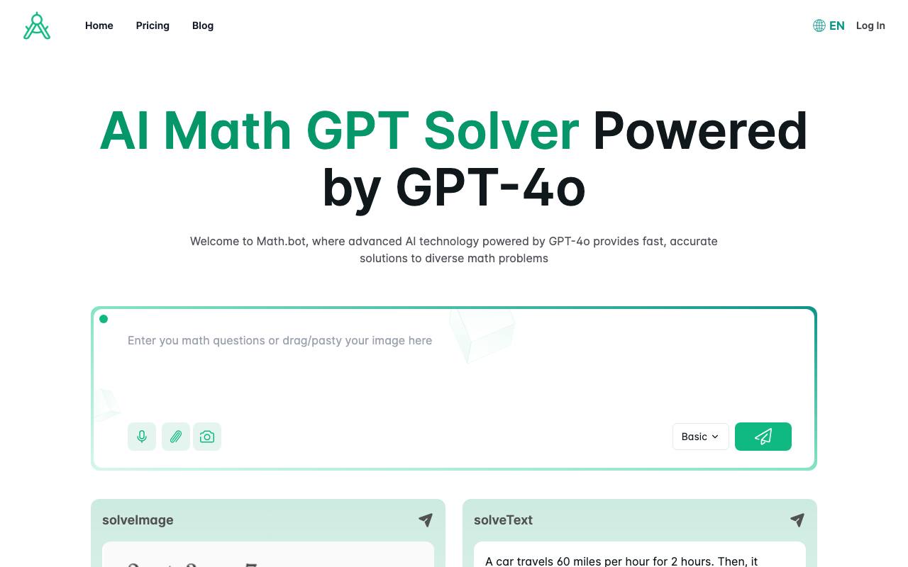 AI Math GPT Solver Online Powered by GPT-4o | Math Bot screenshot