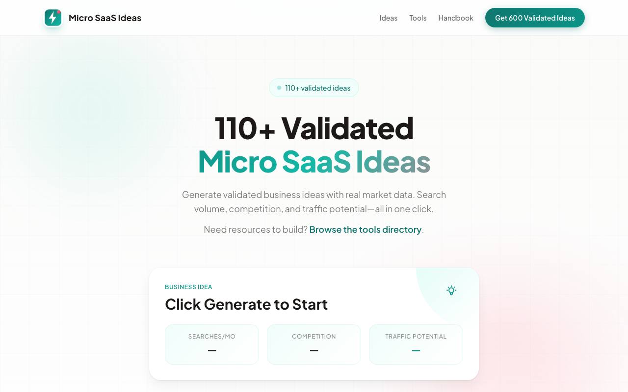 microsaasideas.net screenshot