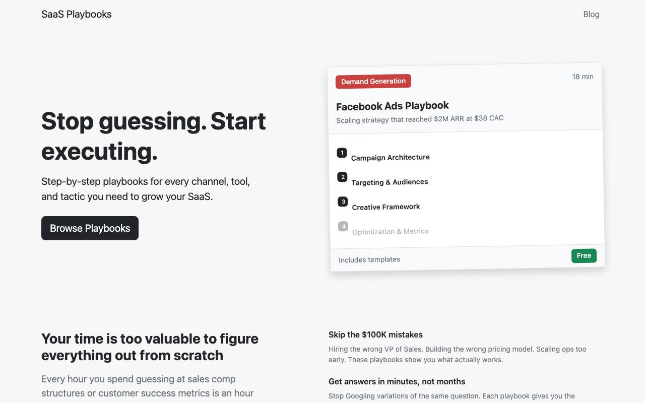 SaaS Playbooks screenshot