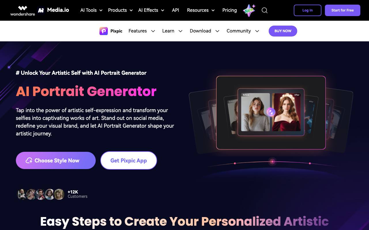 Media.io AI Portrait Generator screenshot