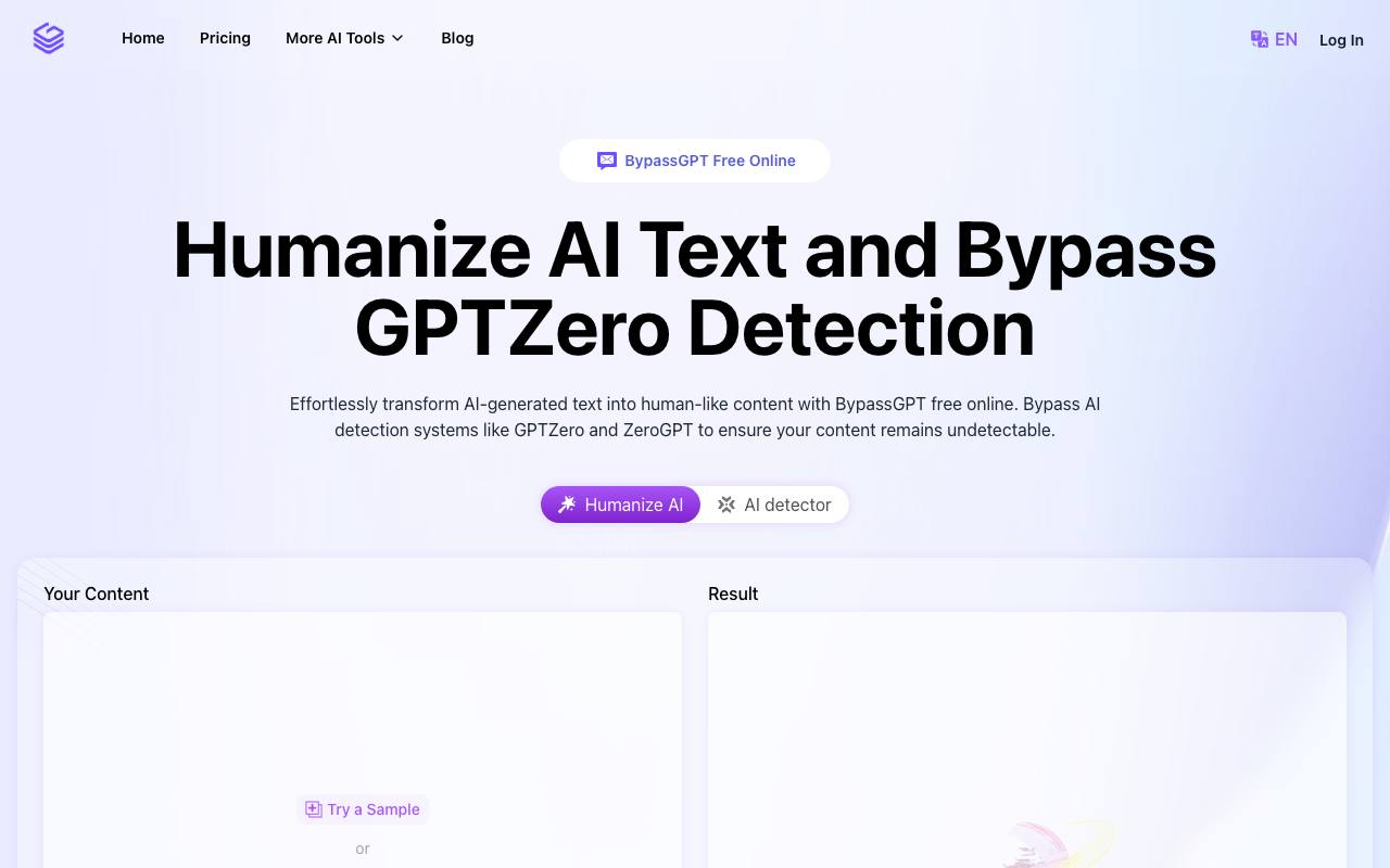 BypassGPT.co: Free AI Text Humanizer screenshot