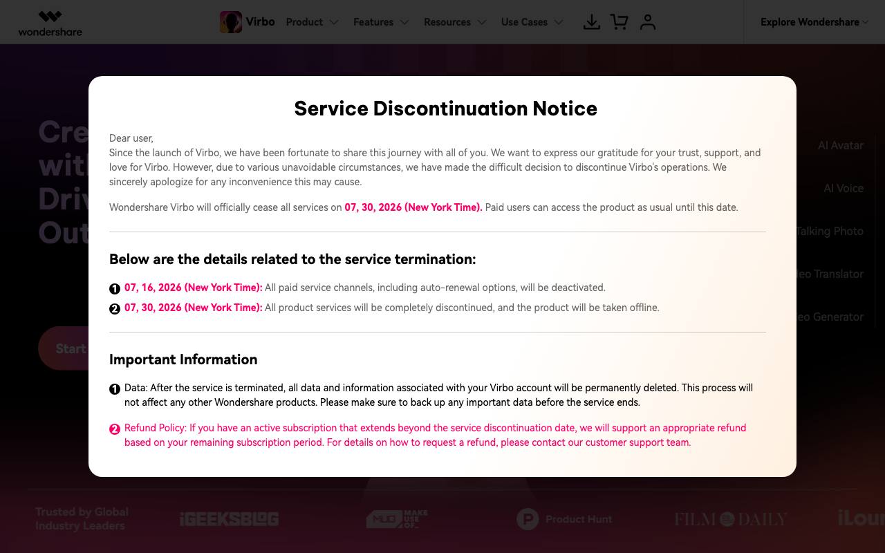 Wondershare Virbo screenshot