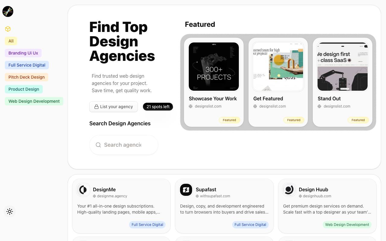 Designs List screenshot