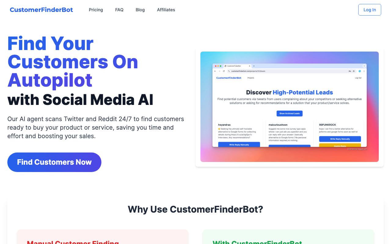 CustomerFinderBot screenshot