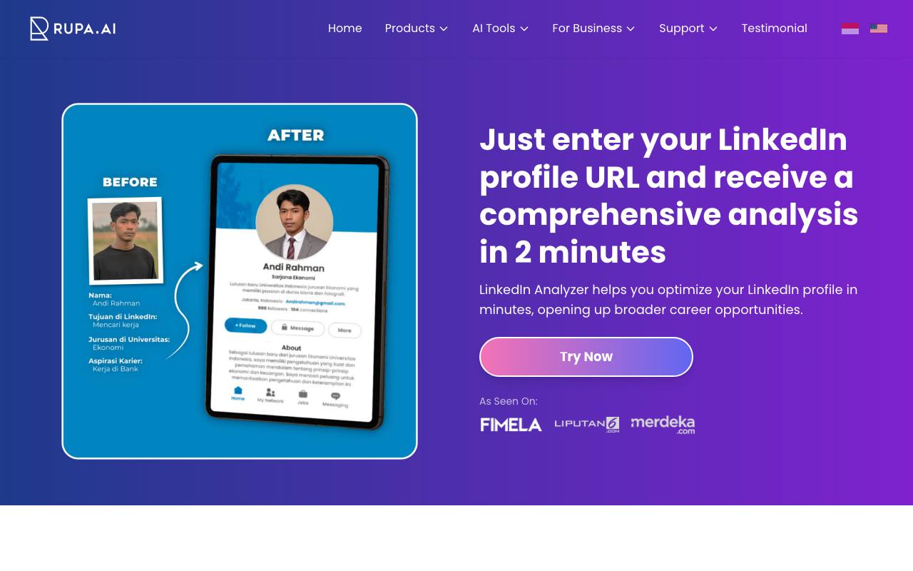Linkedin Analyzer by Rupa.AI screenshot