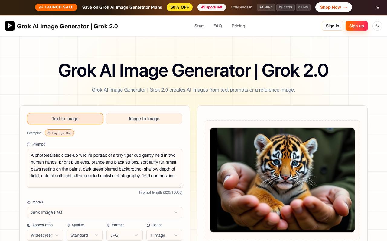 Grok AI Image Generator screenshot