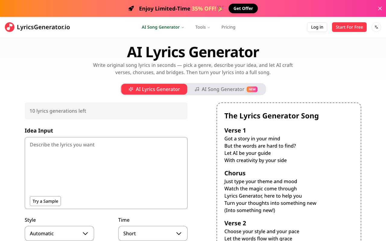 Lyrics Generator screenshot