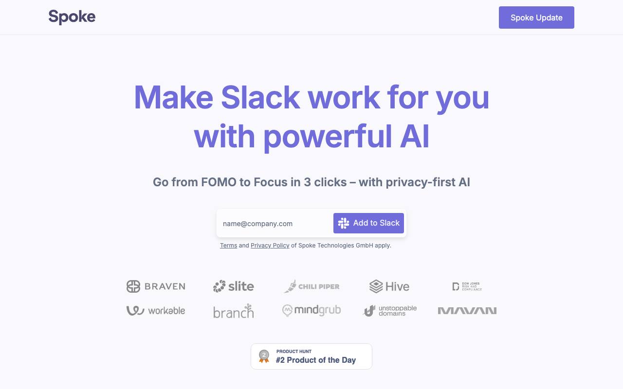 Spoke AI Slack Summarization screenshot