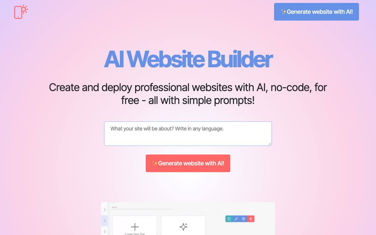 Mobirise AI Website Builder screenshot