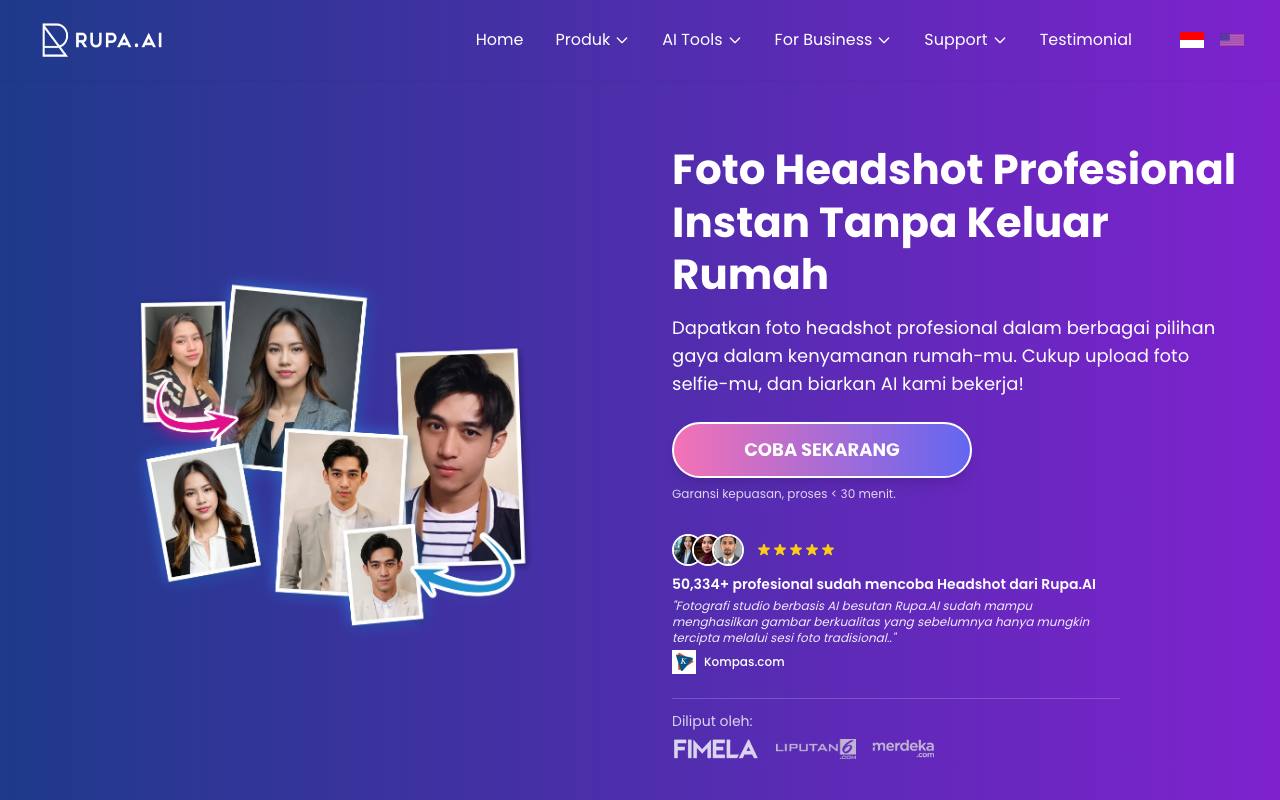 Headshot by Rupa.AI screenshot