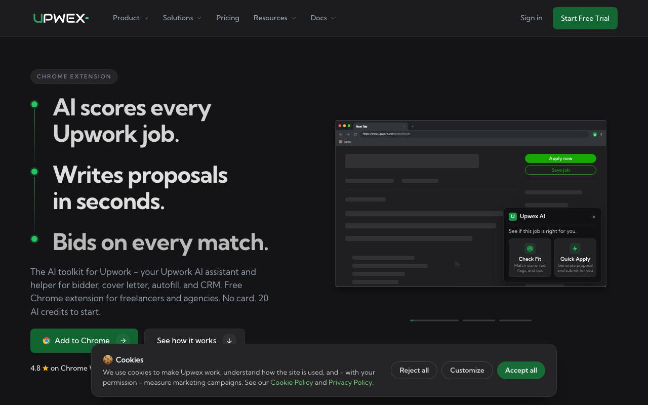 Upwex screenshot
