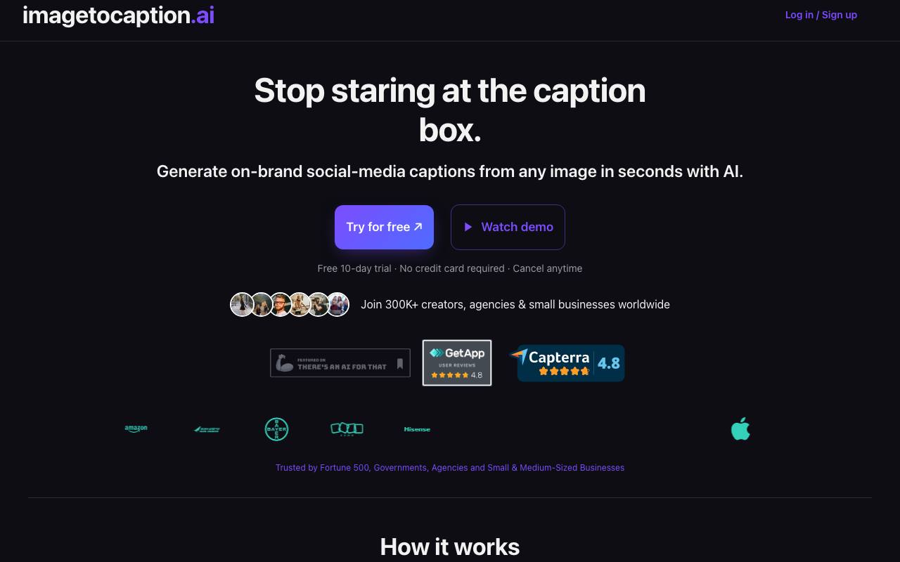 Imagetocaption AI screenshot