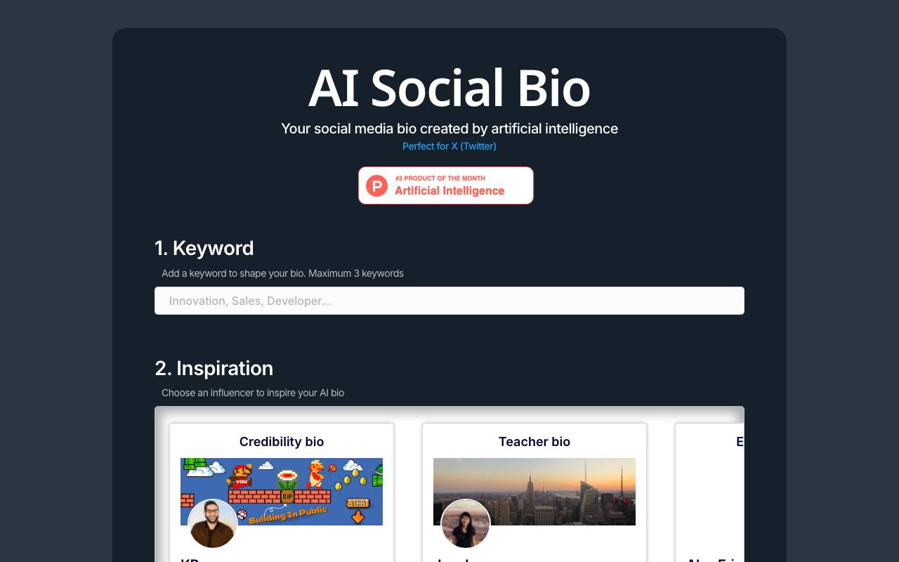 AI Social Bio screenshot
