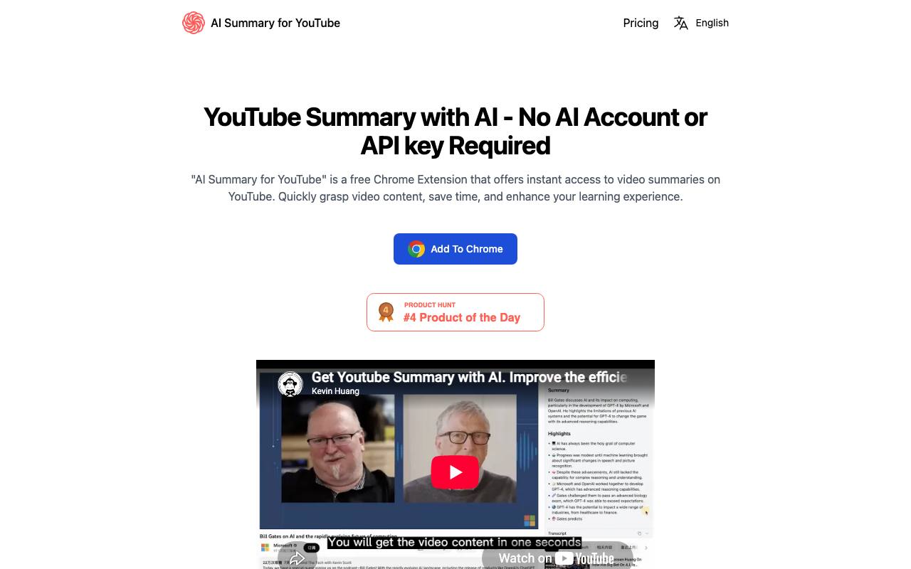 ChatGPT for Youtube screenshot