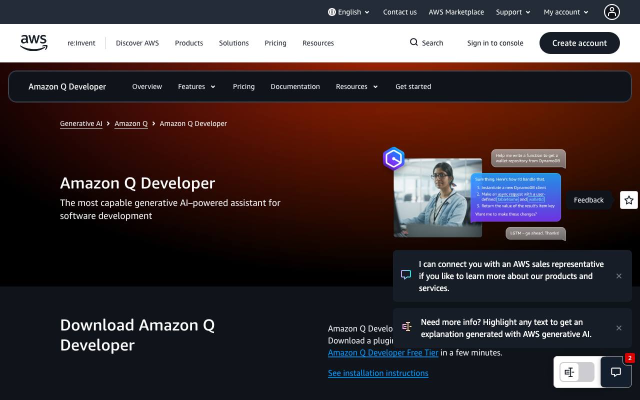 Amazon CodeWhisperer screenshot