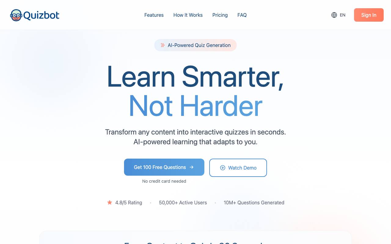 Quizbot AI screenshot