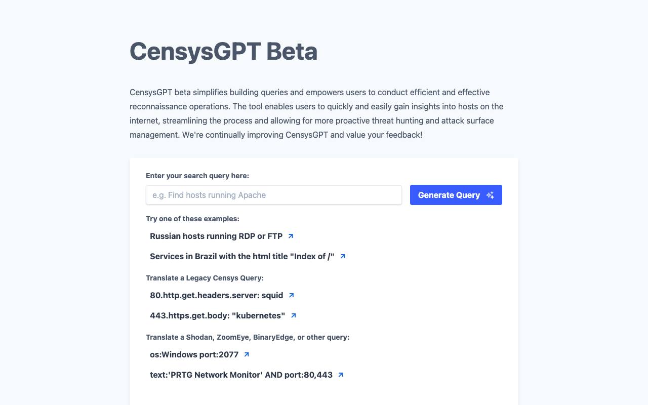 CensysGPT screenshot