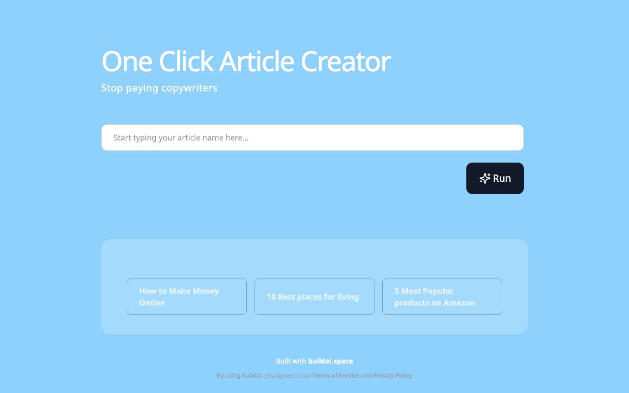 One Click Article Creator screenshot