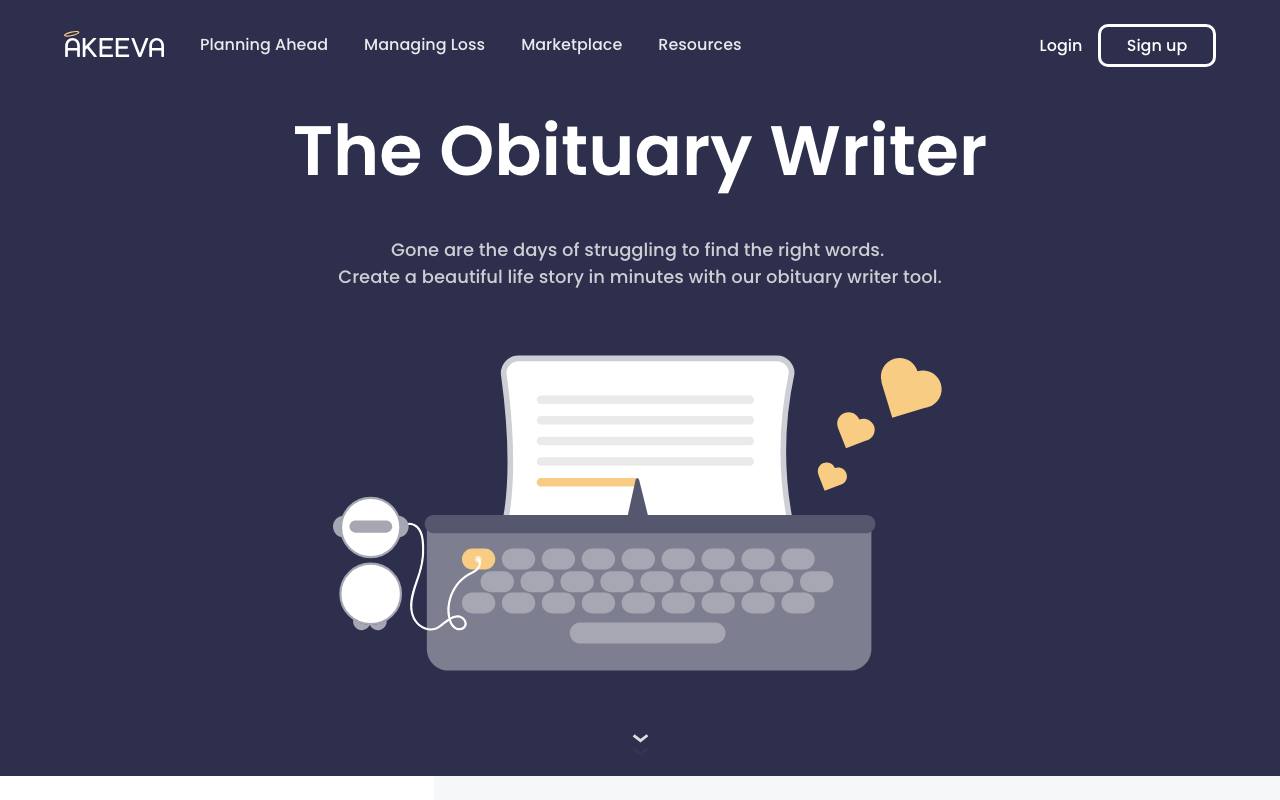 Obituary Writer screenshot