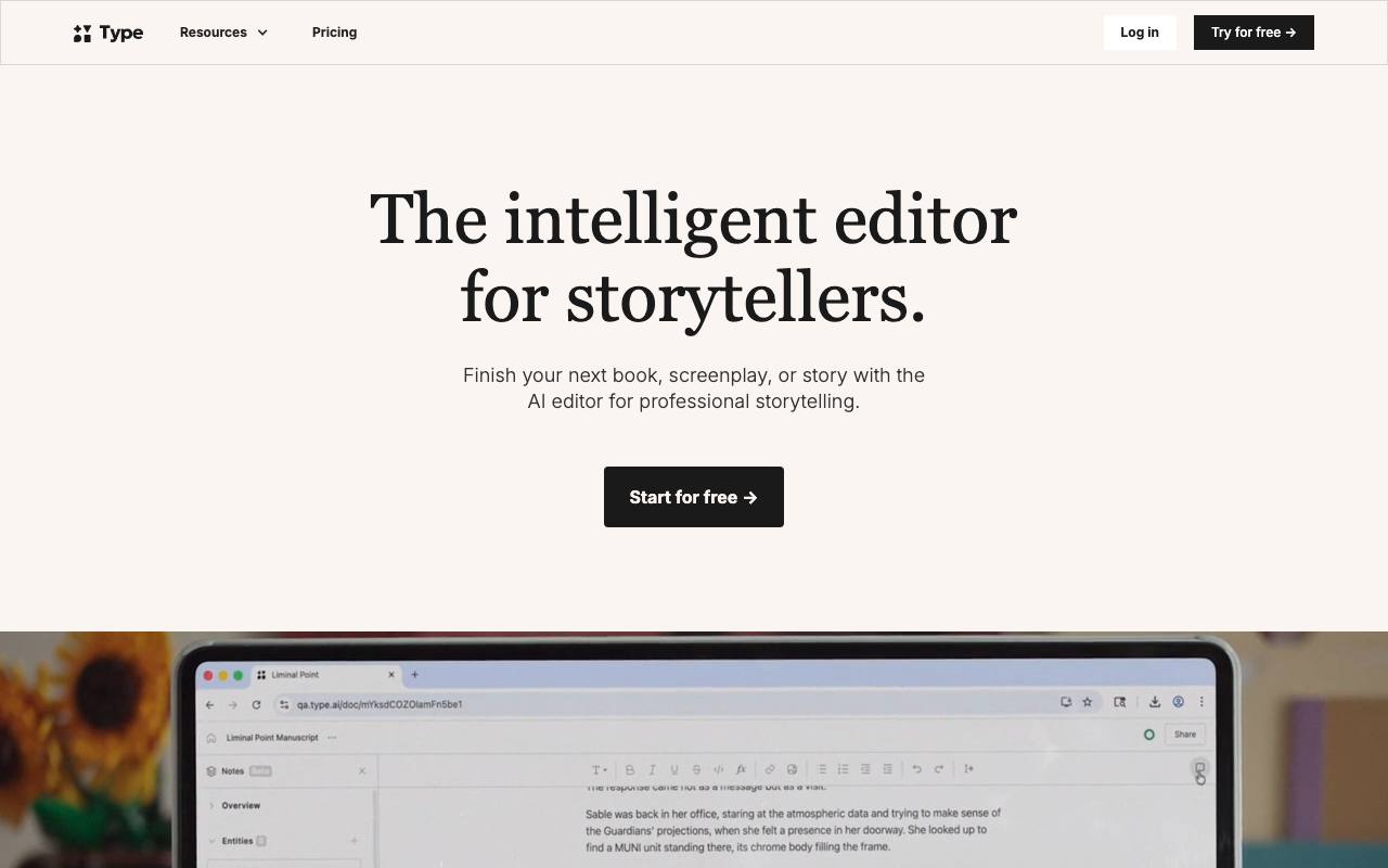 Type AI screenshot
