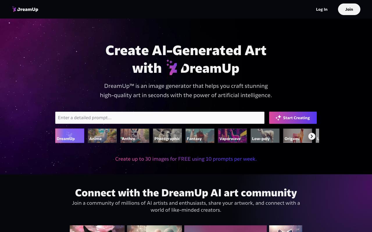 Dream Up (Deviant Art) screenshot