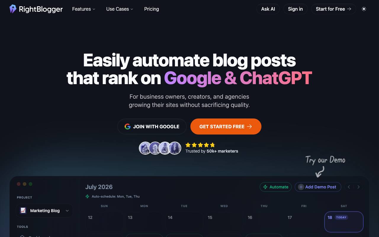 Right Blogger screenshot