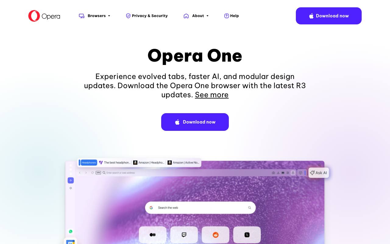 Opera One Browser screenshot