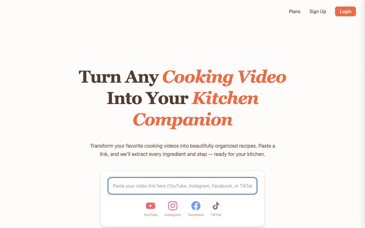 Video2Recipe screenshot