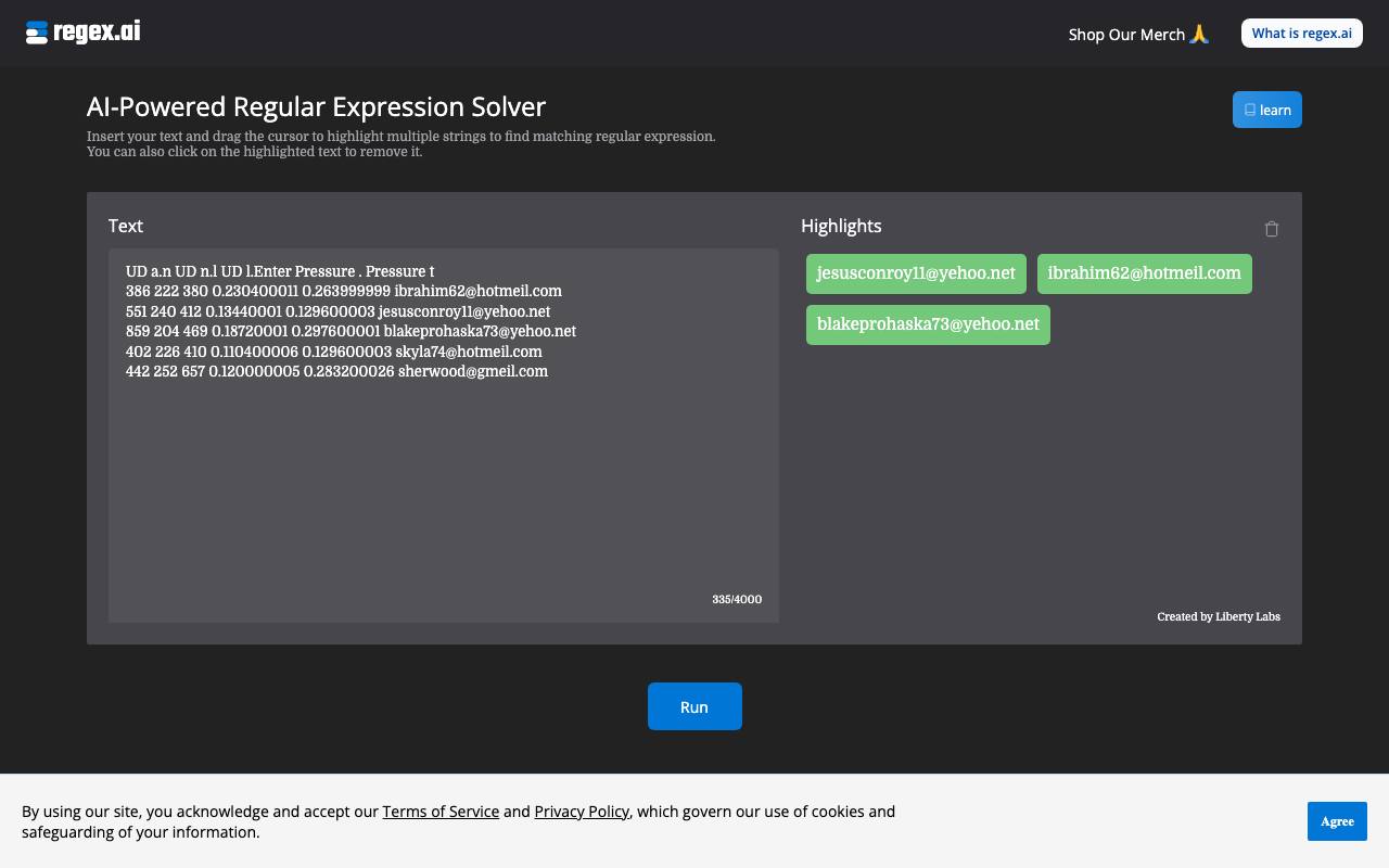 Regex AI screenshot