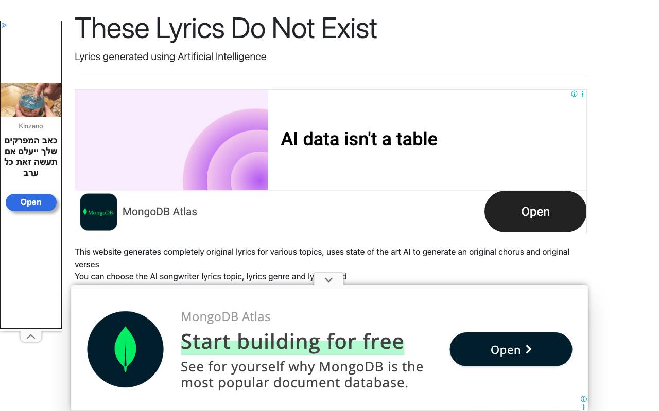 Artificial Intelligence Songwriter screenshot