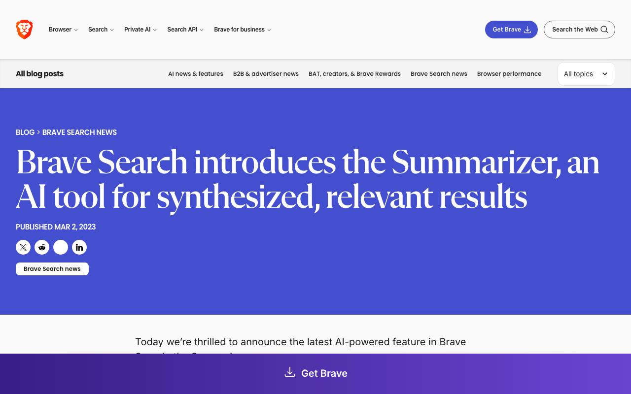 Brave Search Summarizer screenshot