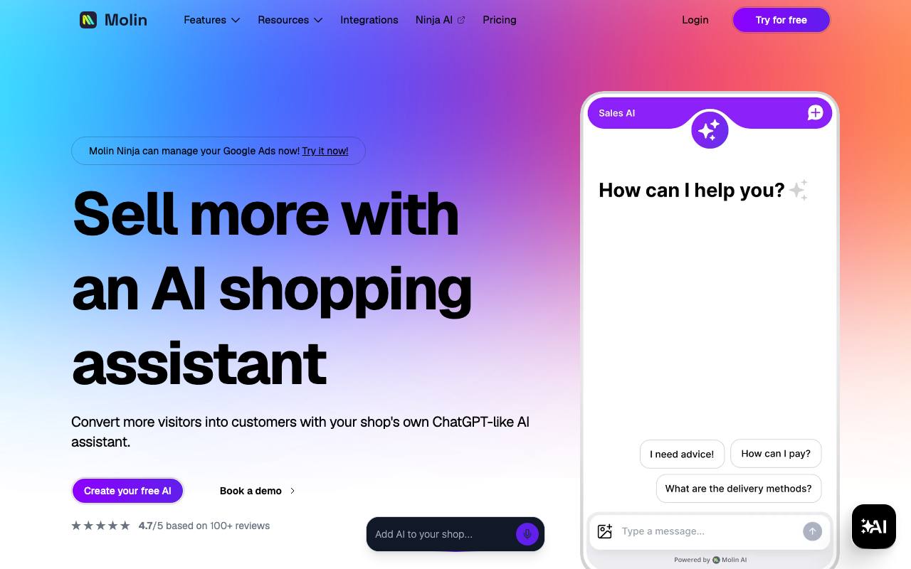 Molin AI screenshot
